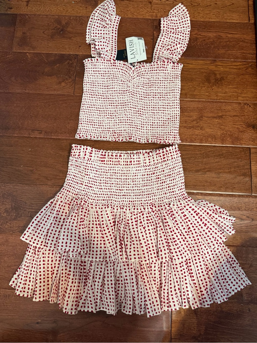 Charlie doted set - Reset by Jane
Smocked Two-Piece Skirt Set women small